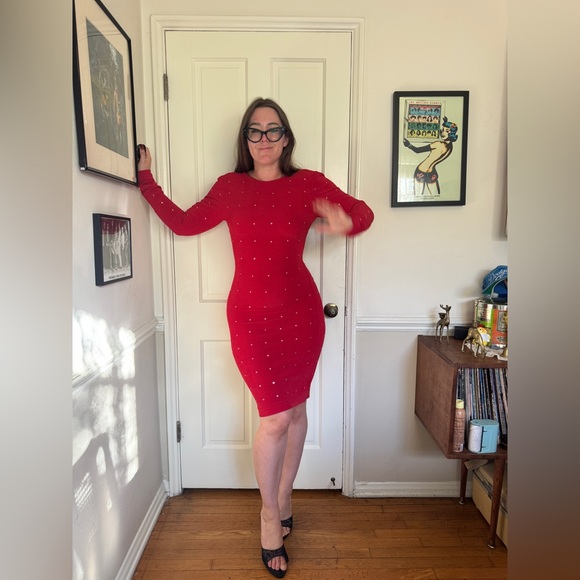 Vintage Dresses & Skirts - 80s Vintage Red Tadashi Stretch Mini Dress